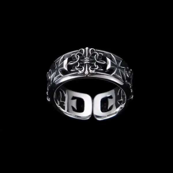 ⁦New retro cross hip-hop punk style niche opening ring for men⁩ - الصورة ⁦3⁩