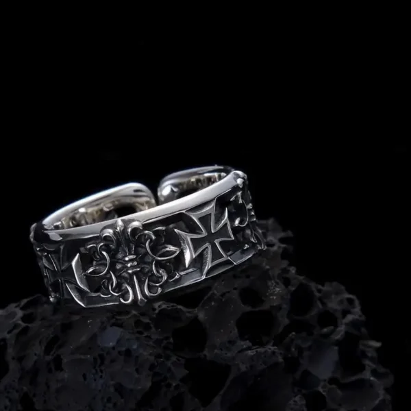 ⁦New retro cross hip-hop punk style niche opening ring for men⁩ - الصورة ⁦2⁩