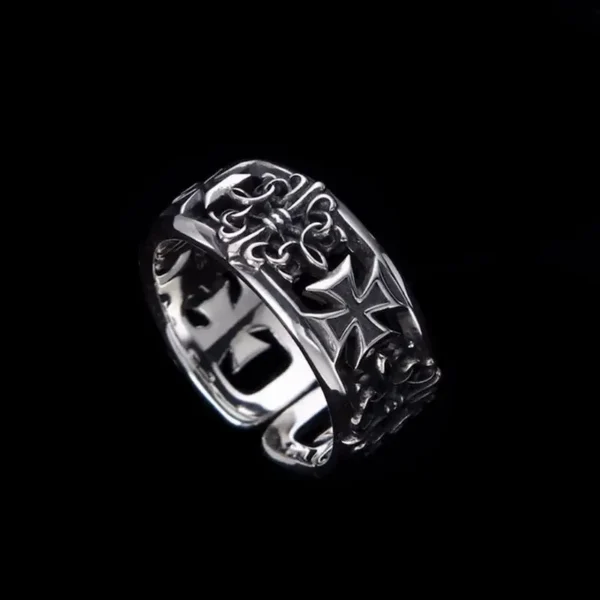 ⁦New retro cross hip-hop punk style niche opening ring for men⁩ - الصورة ⁦5⁩